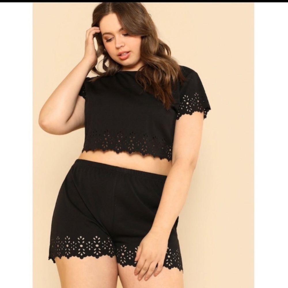 Shein Laser Cut Festival Crop Top and Shorts Set